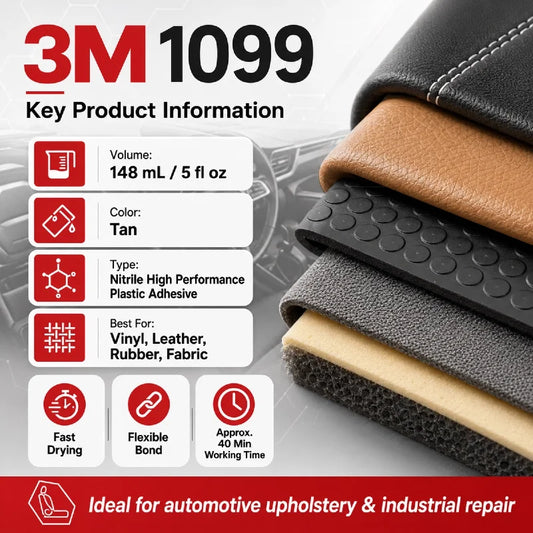 Adesivo Originale 3M 1099 in Nitrile, Colla Resistente ad Asciugatura Rapida per Vinile, Pelle, Gomma, Riparazioni Auto, 148ML