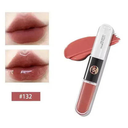 Rossetto Liquido KIKO Unlimited Double Touch, Lunga Durata, Non Sbiadisce, Non Appiccica, Lucidalabbra Volumizzante, Tonalità Milk Tea Bean Paste, Trucco Naturale