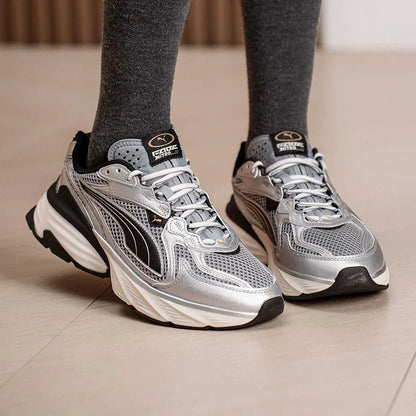 PUMA Silver Black Mesh Y2K Retro Sneakers da Corsa Traspiranti con Suola Spessa e Ammortizzazione Stile Dad 406203-04
