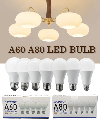 Set di 5 Lampadine LED E27 da 20W, 18W, 15W, 12W, 10W, 9W, 8W, AC220V, Potenza Reale, A60 A80, per Soggiorno e Casa