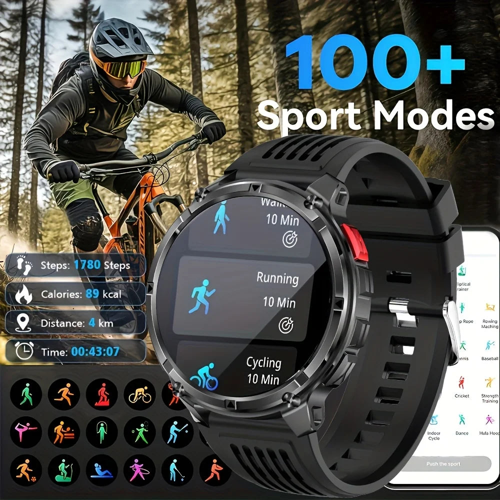 Nuovo Smartwatch T-REX3 Ultra con Batteria da 1100mAh, Impermeabile 10ATM, GPS, Bussola, Torcia, Display AMOLED HD da 1.7'', Chiamate, Orologio Sportivo Intelligente per Uomo