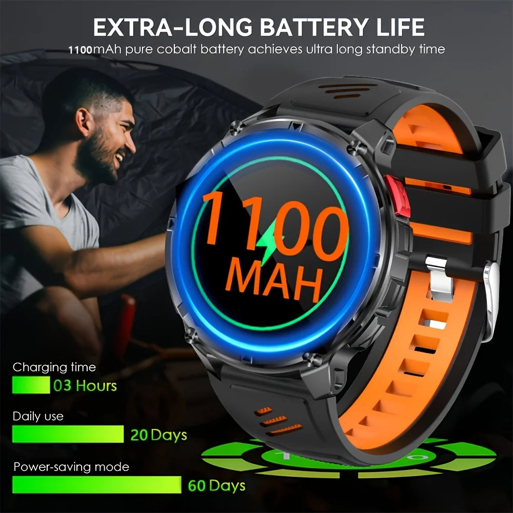Nuovo Smartwatch T-REX3 Ultra con Batteria da 1100mAh, Impermeabile 10ATM, GPS, Bussola, Torcia, Display AMOLED HD da 1.7'', Chiamate, Orologio Sportivo Intelligente per Uomo