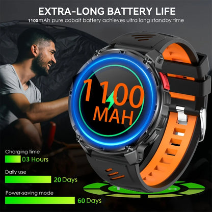 Nuovo Smartwatch T-REX3 Ultra con Batteria da 1100mAh, Impermeabile 10ATM, GPS, Bussola, Torcia, Display AMOLED HD da 1.7'', Chiamate, Orologio Sportivo Intelligente per Uomo