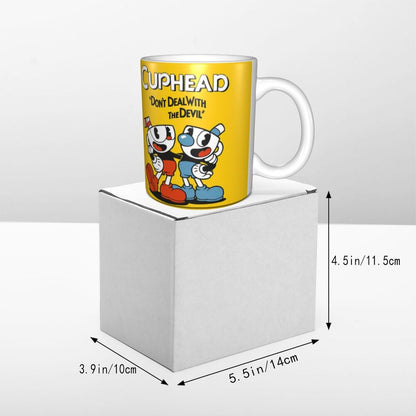 Tazze da caffè personalizzate CupHead e MugMan personaggi dei videogiochi elettronici fai da te tazza da tè al latte in ceramica
