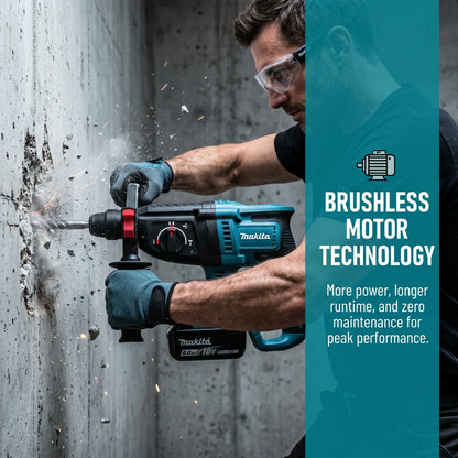 Martello Perforatore Rotativo Cordless Makita DHR242 18V Originale al 100%, Senza Spazzole, 24mm per Calcestruzzo, 4700 IPM, 3 Modalità, Professionale per Lavori Pesanti