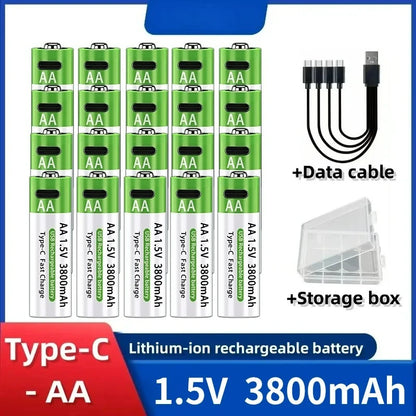 2026 NUOVA Batteria agli Ioni di Litio Tipo-C Ricaricabile ad Alta Capacità AA&AAA per Telecomando, Mouse, Giocattoli Elettrici