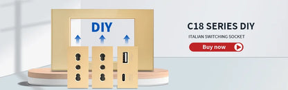 DELEFU Presa Italiana Fai-da-te con USB Tipo C, Interruttore Campanello, 45A 20A, per Tende, Telefono, CAT5, TV, HDMI, SAT, Nera