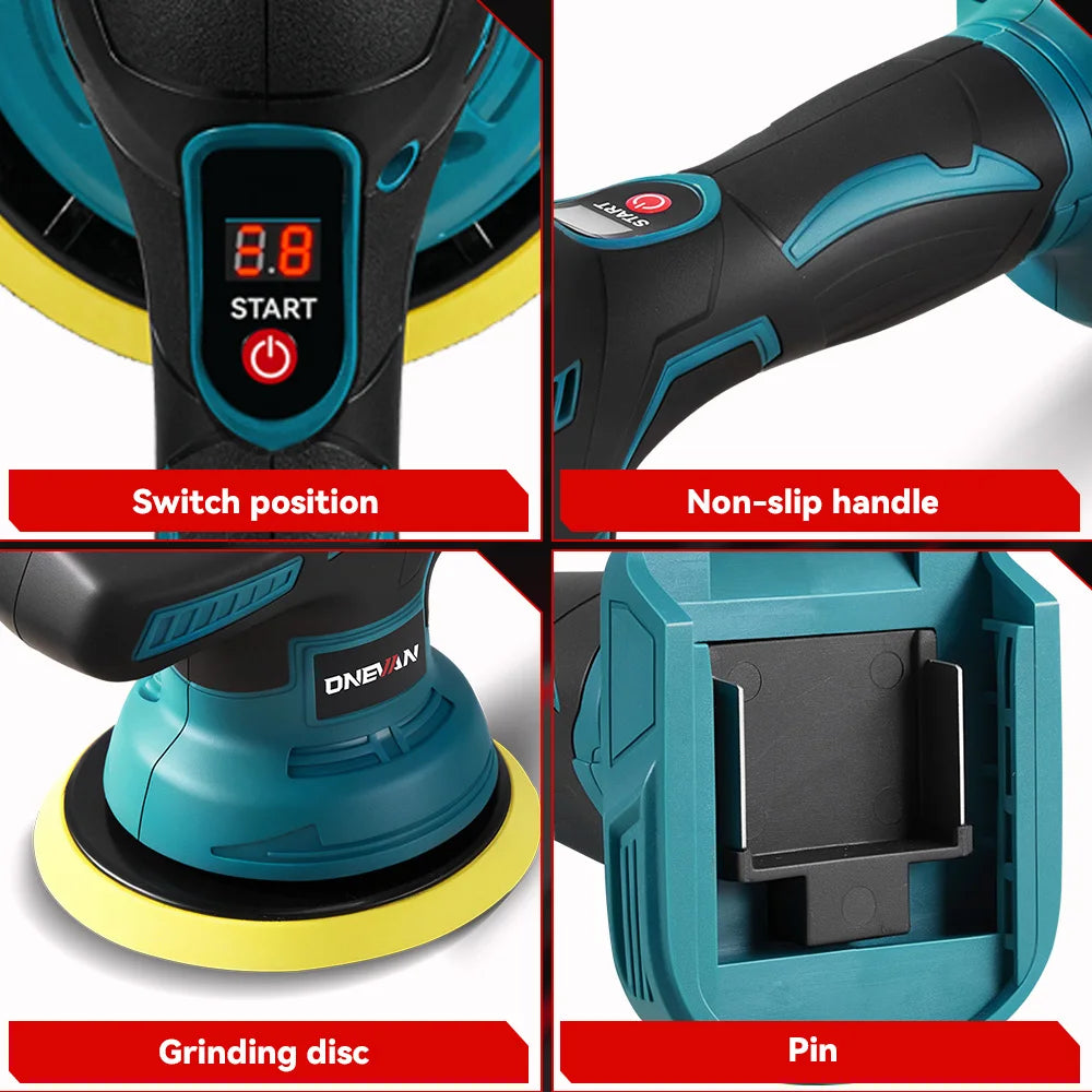ONEVAN Lucidatrice per auto elettrica 8 marce 7800 giri/min Cordless Auto Car Lucidatura Ceretta Utensile elettrico rotante per Makita 18V Batteria Spille