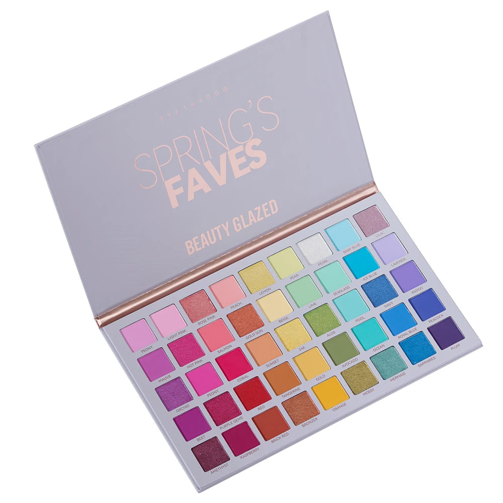 Beauty GlazedSpring's Faves BePerfect Beauty Palette di ombretti impermeabili Evidenziatore luccicante e trucco smaltato per contorno occhi