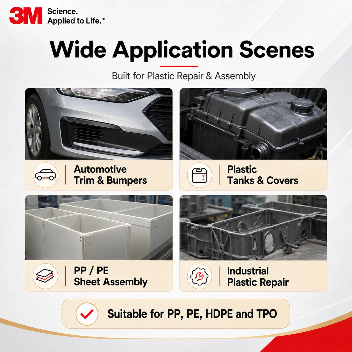 Adesivo Acrilico Originale 3M DP8005 Scotch-Weld, Colla Strutturale per Plastica PP PE HDPE TPO e Materie Plastiche a Bassa Energia Superficiale