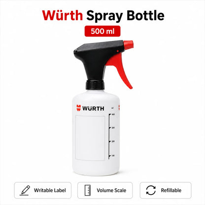 Flacone Spray Ricaricabile Professionale WURTH Germania, Erogatore a Grilletto Resistente agli Agenti Chimici, Dispenser per Sgrassatore e Lubrificante Auto