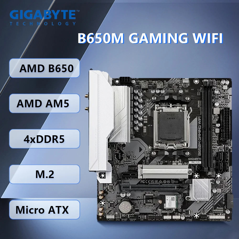 Scheda Madre GIGABYTE B650M GAMING WIFI AMD B650 Socket AM5 DDR5 M.2 Micro ATX PCIe 4.0 Wi-Fi 6 Supporto Ryzen 9 7900 8700F 8500G