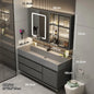 Combinazione di mobile lavabo e specchio da bagno in nano-roccia di lusso leggero