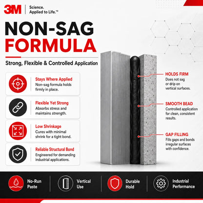 Adesivo Uretanico Originale 3M DP620NS Scotch-Weld 48.5ML Nero Non-Sciolmibile Colla Strutturale Bicomponente per Metallo Plastica Gomma Legno