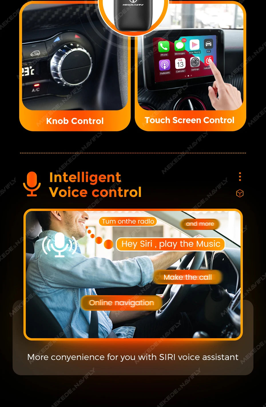 Mekede 2026 Android 2GB RAM CarPlay Wireless/Android Auto Wireless MINI BOX 3in1 CarPlay da Cablato a Wireless Portatile per YouTube Netflix Smart Box