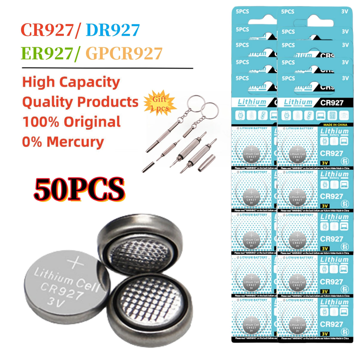 2-50 pz 3 V CR927 38 mAh Batteria Al Litio CR 927 Per Il Controllo Remoto Luce Laser Giocattolo Orologio Orologio Mouse DL927 BR927 pulsante pila a bottone