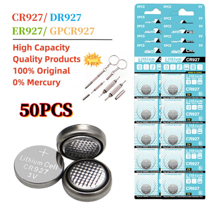 2-50 pz 3 V CR927 38 mAh Batteria Al Litio CR 927 Per Il Controllo Remoto Luce Laser Giocattolo Orologio Orologio Mouse DL927 BR927 pulsante pila a bottone