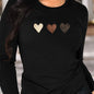 Abbigliamento primaverile e autunnale da donna in cotone 100 T-shirt stampata con cuore colorato Manica lunga Girocollo Top casual