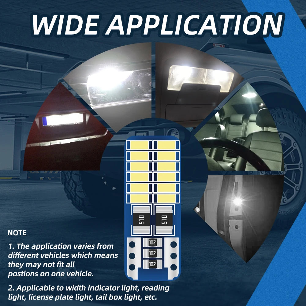 Lampadine LED W5W T10 per Interni Auto 10/20/50x, Senza Errori Canbus, Luci di Posizione 194 168, Illuminazione Abitacolo, Luci di Lettura