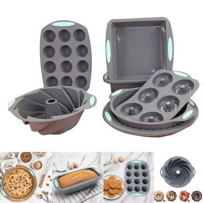 Stampo per muffin in silicone per pane, resistente al calore, teglia da forno, antiaderente, set di teglie per torte, stampo per torta 3D, strumento per pasticceria