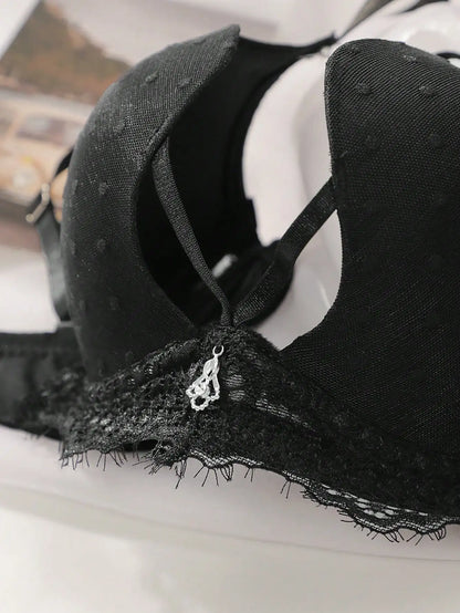 Reggiseno nero in pizzo a pois, stile elegante, biancheria intima da donna, lingerie sexy, modello L2699.