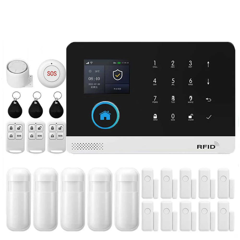 Sistema di Allarme PGST per Casa, Allarme di Sicurezza WIFI Antifurto con Sensore di Movimento per Porte, Compatibile con Tuya e Alexa