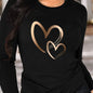 Abbigliamento primaverile e autunnale da donna in cotone 100 T-shirt stampata con cuore colorato Manica lunga Girocollo Top casual