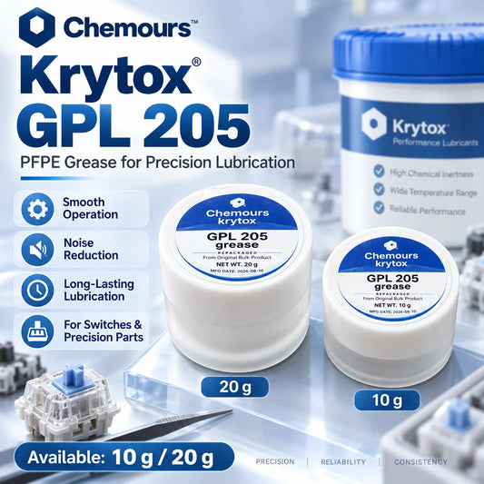 Olio Krytox GPL105 e Grasso GPL205, Lubrificante PFPE per Switch di Tastiere Meccaniche e Stabilizzatori, 10g 20g