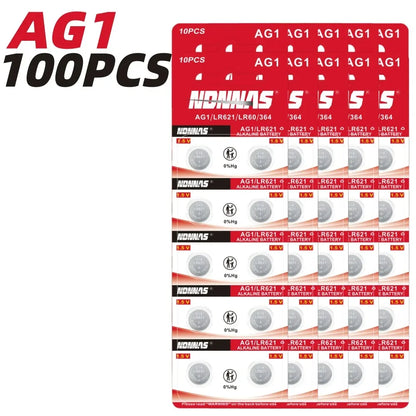 10-100PCS AG1 SR621SW batteria per orologio batterie a bottone da 1.55V ad alta capacità a lunga durata e a prova di perdite per orologio