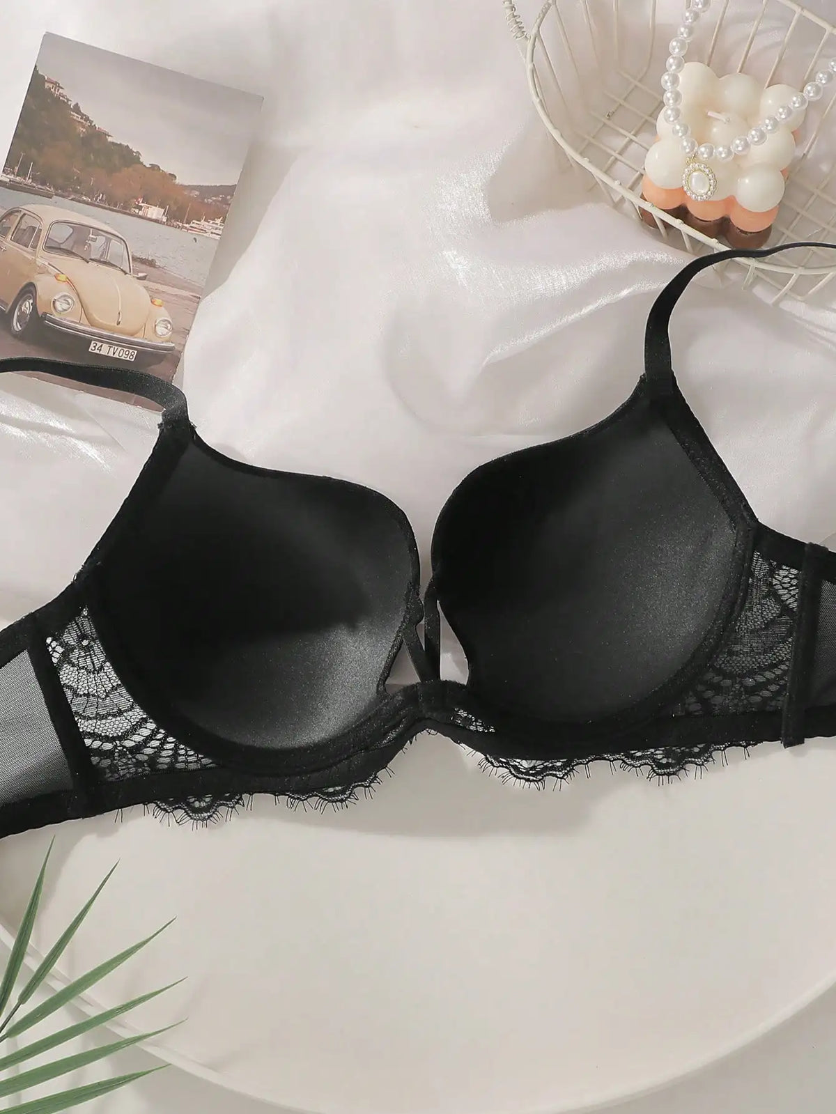 Reggiseno nero in pizzo a pois, stile elegante, biancheria intima da donna, lingerie sexy, modello L2699.