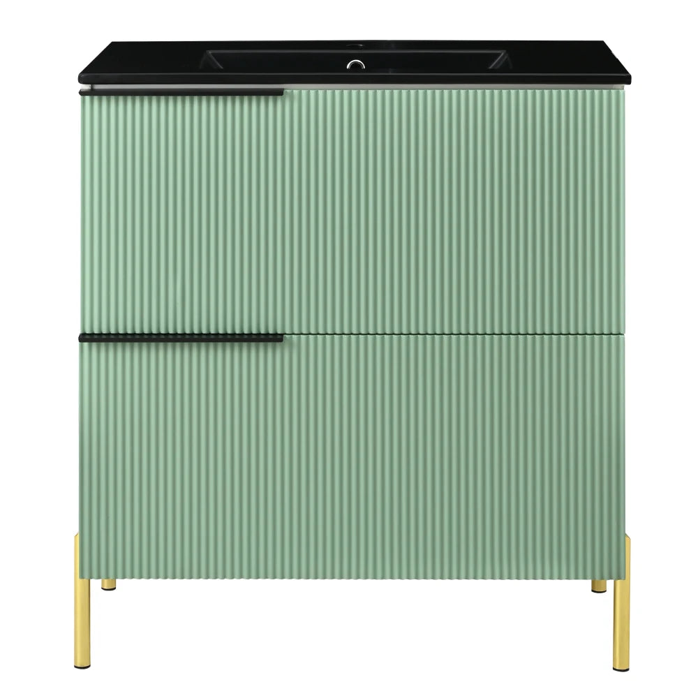 Mobiletto per lavabo da bagno con lavabo in ceramica, lavabo singolo con cassetti in MDF, organizer per mobile da bagno in piedi con lavabo