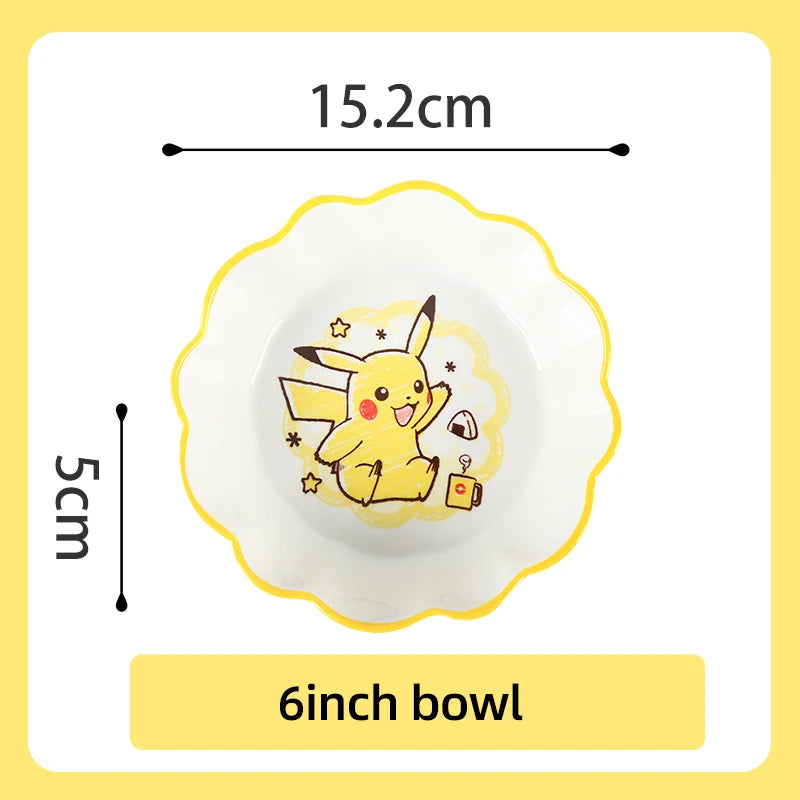 Set di Stoviglie in Ceramica Pokemon Autorizzato SHUNXIANG, Piatti con Motivi Cartoon, Set da Cena, Adatto al Microonde, per Casa, Ciotole