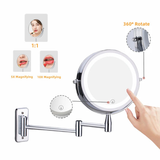 Specchio da toeletta con ingrandimento a parete 10x Specchio bifacciale Spazio Specchio per trucco in alluminio Specchio cosmetico Regalo per signora