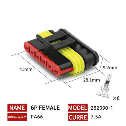 20/50/100 Set 1.5 Serie AMP Automobile Connettori 1/2/3/4/5/6 Pin Super Sigillo Impermeabile Cavo Elettrico connettore PA66 Nylon