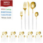 Set di posate dorate da 30 pezzi in acciaio inossidabile, coltelli, forchette, cucchiai, set di stoviglie per banchetti, ristoranti e ospiti