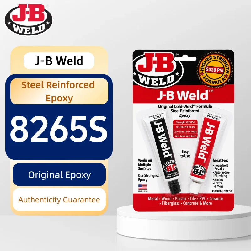 Adesivo Epossidico Bicomponente J-B Weld 8265S per Riparazione Metallo Rinforzato con Acciaio, Colla 2oz in Tubetto Doppio per Auto, Casa e Fai-da-Te