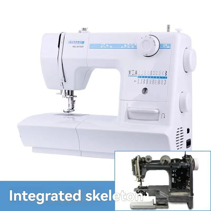 Macchina da cucire elettrica da tavolo per uso domestico, 19 punti preimpostati, funzione overlock e cucitura a bottoni, avvita automaticamente il filo, adatta per tessuti spessi.