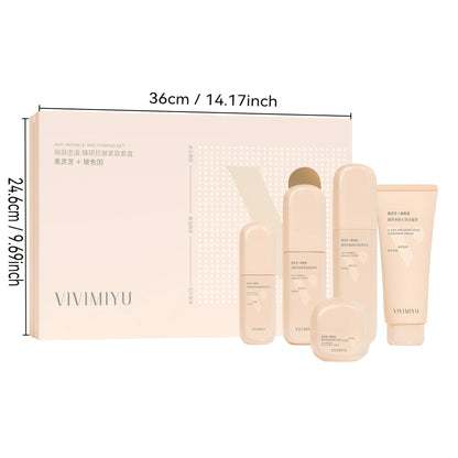 Set di 5 Prodotti per la Cura del Viso al Ganoderma Nero, Confezione Regalo di Lusso, Ipoallergenico per Tutti i Tipi di Pelle, Contiene Acido Ialuronico e Glicerina, Kit per la Cura del Viso Anti-Rughe, Idratante e Rassodant