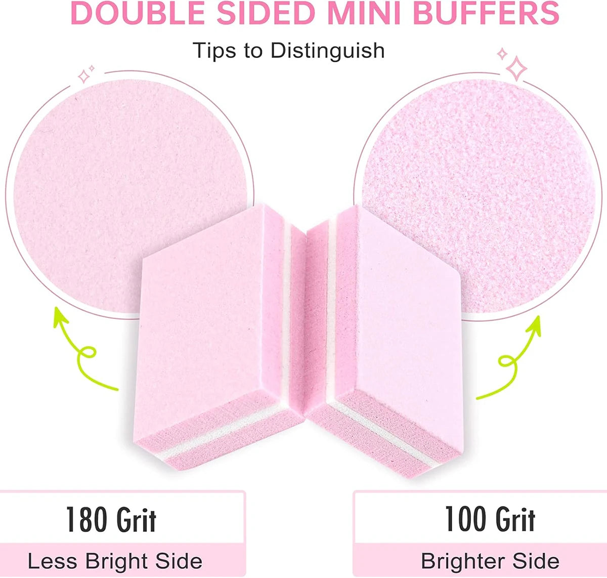 50 pezzi di lime per unghie usa e getta Zebra grana 100/180 e 50 pezzi rosa mini blocchi tamponi per unghie per la cura delle unghie