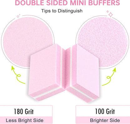 50 pezzi di lime per unghie usa e getta Zebra grana 100/180 e 50 pezzi rosa mini blocchi tamponi per unghie per la cura delle unghie