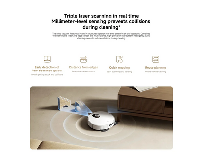 Versione Globale Xiaomi Robot Vacuum 5 Potenza Nominale 55W Capacità Nominale 4800mAh Controllo tramite APP Controllo Vocale Intelligente Aspirazione 20000Pa Aspirapolvere con Mop Estensibile e Spazzola Laterale Sistema di A