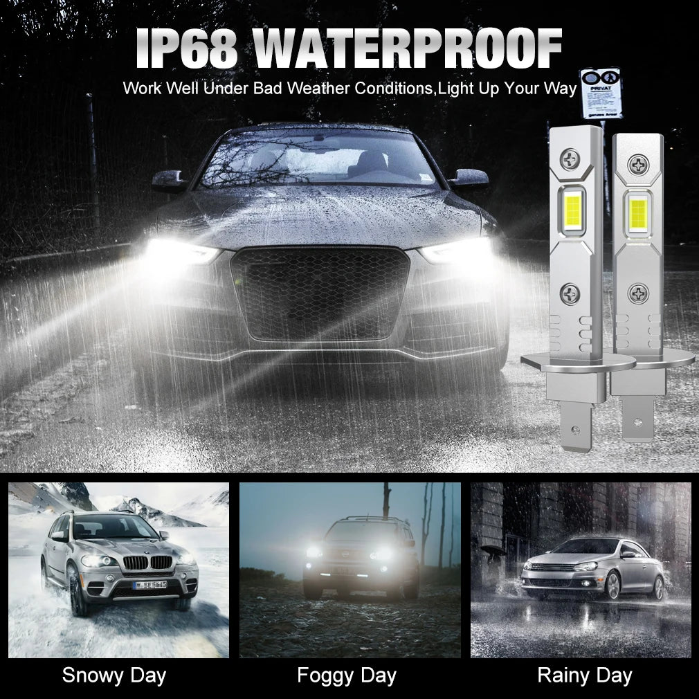 XSTORM H1 H3 Lampadina per fari a LED Mini 50W 20000LM CSP per fari per auto Fanless Luce Auto Diodo Fendinebbia 12V 6000K Automobile