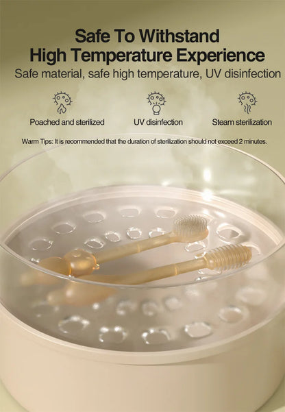 MAMIJOY Spazzolino da denti per bambini Spazzolino da lingua in silicone 3 in 1 Spazzolino da denti per addestramento per igiene orale per neonati con coperchio BPA gratuito BY11