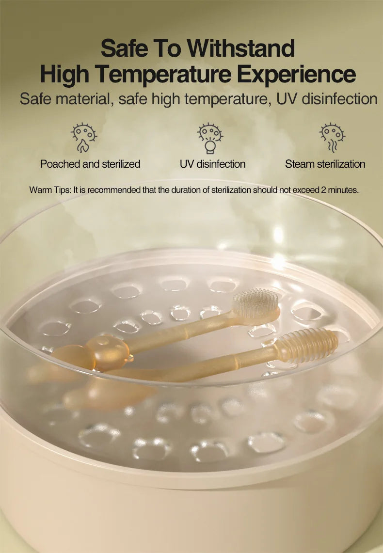 MAMIJOY 3-in-1 Spazzolino per lingua in silicone per bambini Infantile per bambini Igiene orale Spazzolino da denti Spazzolino da denti per addestramento con coperchio BPA gratuito BY11