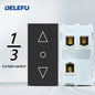 DELEFU Presa Italiana Fai-da-te con USB Tipo C, Interruttore Campanello, 45A 20A, per Tende, Telefono, CAT5, TV, HDMI, SAT, Nera