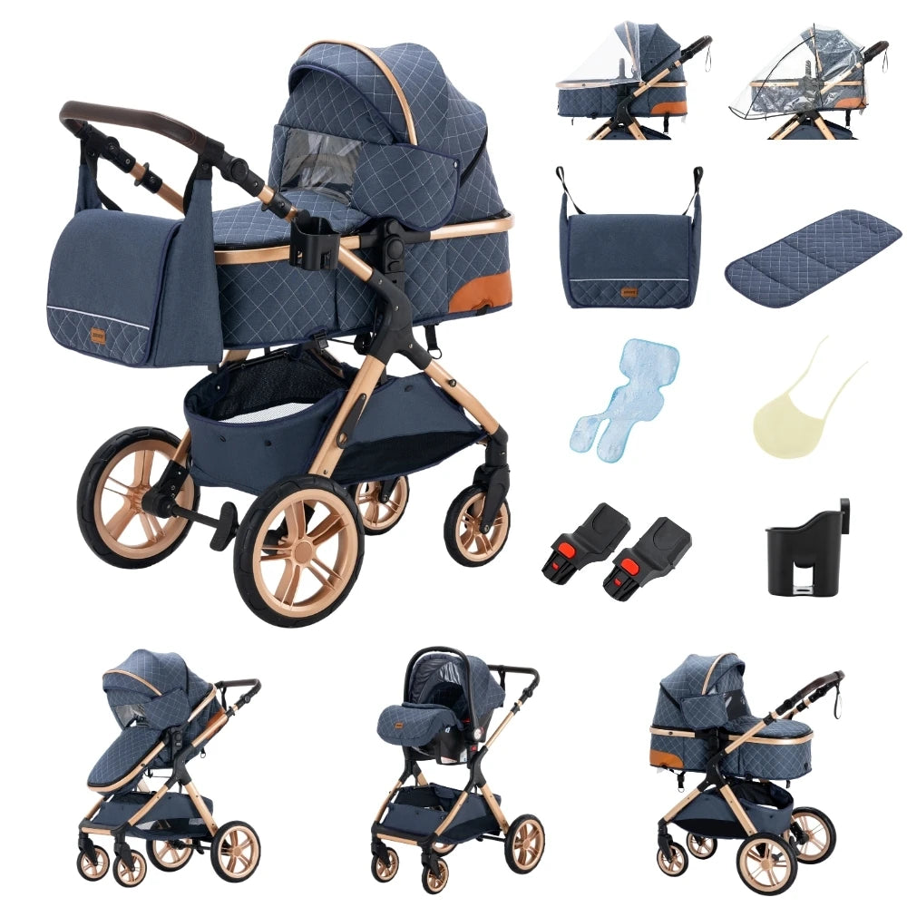 Passeggino 3 in 1 Passeggino multifunzionale Facile da viaggio pieghevole Seggiolino di sicurezza per carrozzina portatile Standard UE Spedizione gratuita