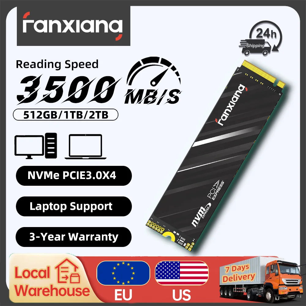 [Spedizione UE/USA] Fanxiang S501Q SSD M.2 da 3500MB/s, Disco Rigido da 512GB/1TB, PCIe 3.0 NVMe, Unità a Stato Solido Interna per Laptop e PC