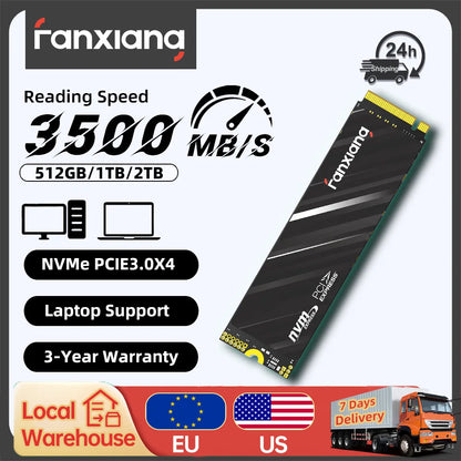 [Spedizione UE/USA] Fanxiang S501Q SSD M.2 da 3500MB/s, Disco Rigido da 512GB/1TB, PCIe 3.0 NVMe, Unità a Stato Solido Interna per Laptop e PC