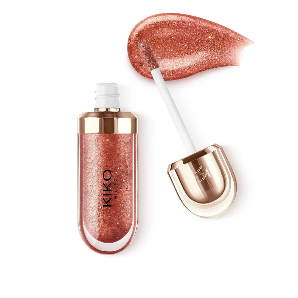 Kiko 3D Hydra LipGloss, rossetto e lucidalabbra a lunga tenuta, impermeabile, idratante, con effetto luminoso, blush, colori: brun, rosa, perla, mauve, eyeliner.