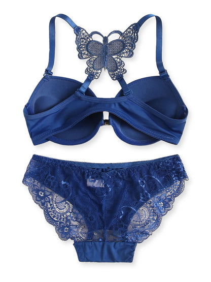 Set da 2 pezzi di vendita caldo di reggiseno rosso sexy con bottoni frontali bellissimo reggiseno moda farfalla posteriore push up set da donna A2120